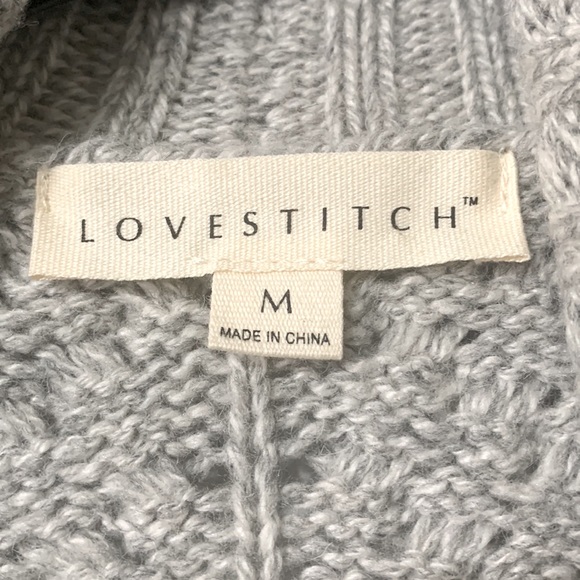 Lovestitch Cardigan Sweater Grey Medium - Picture 3 of 5